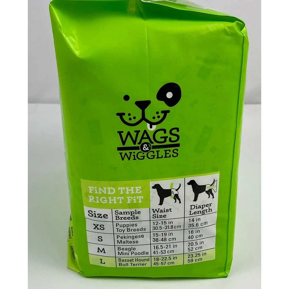 Wags & Wiggles Disposable Dog Diapers‎ Large 12 Count 18–22.5 Waist